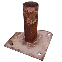 Realistic rusted metal pole 3D model with textured surface for Blender rendering.