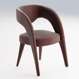 Detailed 3D model of a stylish upholstered dining chair with curved backrest, optimal for Blender software rendering.