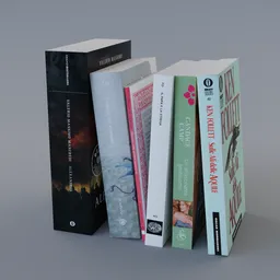 "High-resolution 3D model of stacked fiction books, rendered in Octane with a trendy design. Featuring Wuthering Heights as the showcased book, this product view photograph captures the hyperrealistic and cute 3D render. Perfect for Blender 3D enthusiasts searching for a detailed literature-themed asset."