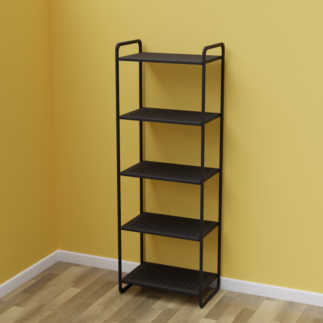 Black metal shelf 3D Storage models BlenderKit