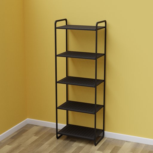 Black metal shelf Office Storage Spaces models BlenderKit