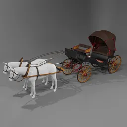 "Rausch two-seater open landau: A historic vehicle ideal for high society leisure activities from the 1900s, portrayed through accurate 3D models in Blender. Perfect for vintage enthusiasts and collectors."