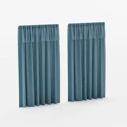 Detailed 3D-rendered blue curtains for interior design, compatible with Blender for virtual staging.