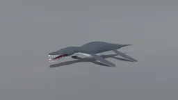 Low poly Liopleurodon model created for Blender 3D with distinct meshes for tongue, eyes, and teeth, suitable for CG visualization.