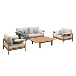 Elegant 3D model of a TIBBO-inspired sofa set with plush cushions for luxurious outdoor living spaces, rendered in Blender.