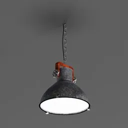 Rustic industrial style Loft Lamp 3D model with chain and light details for Blender rendering projects.