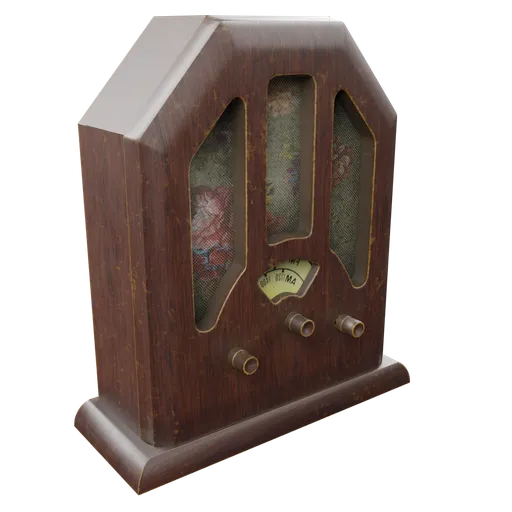 Highly detailed vintage wooden 3D radio model with realistic textures, created in Blender.