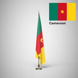Cameroon Ceremonial flag on stand