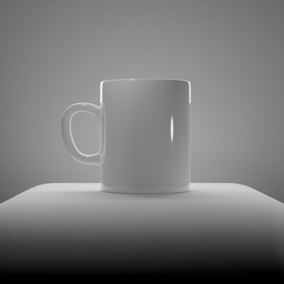 "Tableware Set: Simple white coffee cup 3D model with material and subdivision, optimized for Blender 3D. Monochrome design with light displacement, untextured and standing against a black background. Perfect for use in 3D animations or still renders."