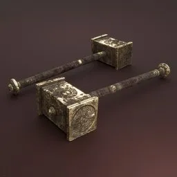 Detailed 3D model of an ornate, aged gold mace with intricate engravings and gemstones, rendered in Blender.