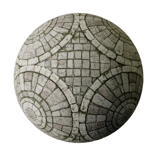 Circular cobblestone pavement