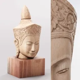 Wooden Buddha Head