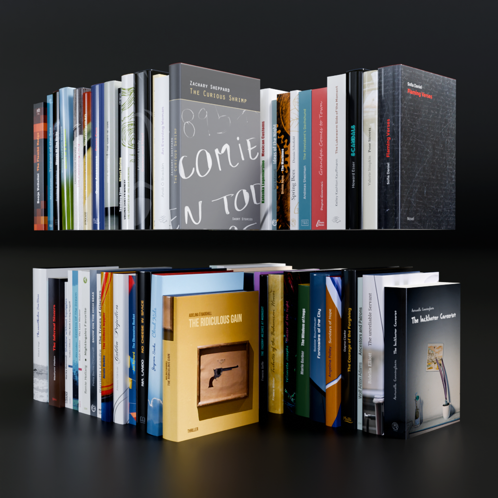 Four stacks of books 30 cm | FREE Books models | BlenderKit