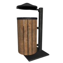 Highly-detailed street bin 3D model, perfect for Blender urban scenes, showcasing realistic textures and materials.