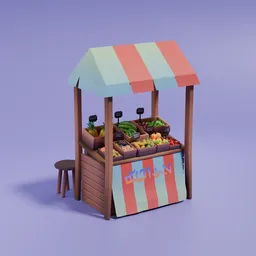 Lowpoly fruit stand