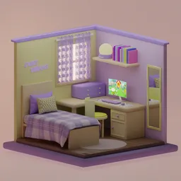 Purple and yellow cute bedroom