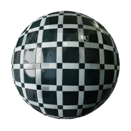 Realistic tiled floor PBR texture with rough wood appearance for Blender 3D and other rendering applications.