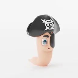 "Get ready to sail the seas with the ultra-realistic Pirate Worm 3D model for Blender 3D. This detailed monster creature features a plastic head with a pirate hat, inspired by Jack Sparrow and Sophie Taeuber-Arp, and available as a PVC figurine. Its simple rig structure makes it easy to design your own avatar or use in 2019 anime creations."