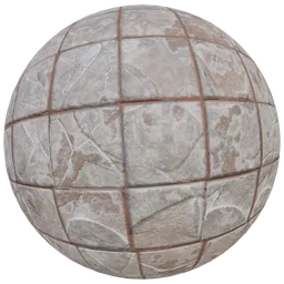 Old Cracked Stone Tiles with Rusted Grout