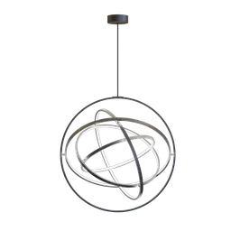 "Orbital ring lamp with LED interior - 3D model for Blender 3D. Circular design with high-contrast lighting, perfect for ceiling-light category. Official product image, also featuring neutron star and molecular elements."