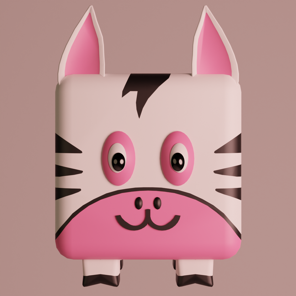 Zebra Pink Cube | Mammals models | BlenderKit