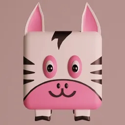 Adorable low poly pink zebra cube 3D model, optimized for Blender, perfect for mobile and various designs.