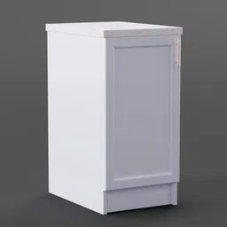 Realistic 3D model of a single-door kitchen cupboard for Blender rendering, detailed textures and materials included.