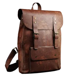 "3D Photorealistic Render of a High-Detailed Leather Backpack with Straps, Made with Blender and Rendered by Cycles - Category: Bag-Case - Model by Paul Kelpe."