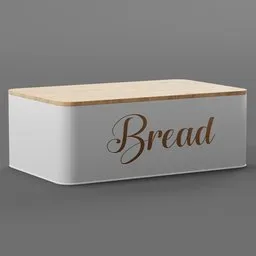 "3D model of a Bread Box featuring concise lines and legible text, perfect for old home decor in the kitchen. Designed with realistic detail and commercially ready, this Blender 3D model is a great addition to any food category project."