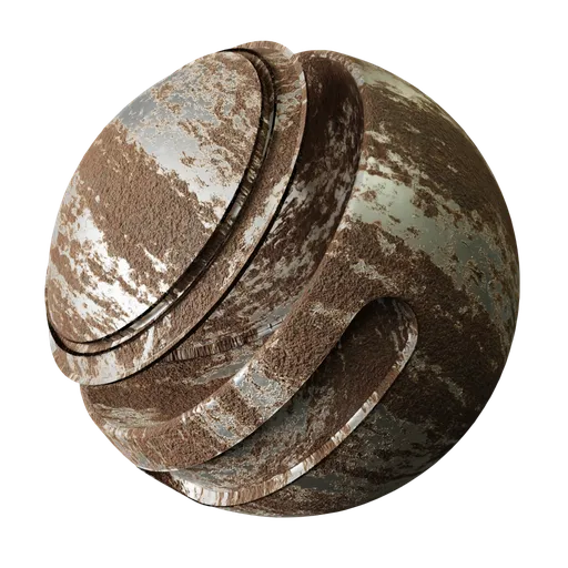 High-resolution rusted metal texture for PBR shading in 3D modeling and animation, with realistic weathering and corrosion details.