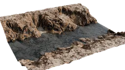 Highly detailed Blender 3D desert valley model with rugged mountains and river terrain.