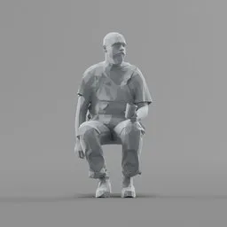 Lowpoly Construction Worker Sitting