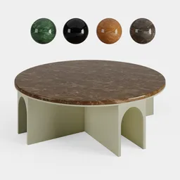 Organic arch-based design 3D model table with brown top for Blender render