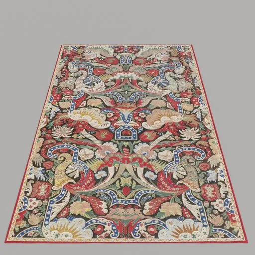 High-detail 3D tapestry rug model optimized for Blender with intricate patterns and textures.