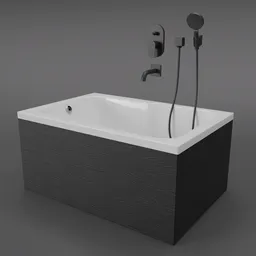 Rectangular Bathtub with a Wooden Panel