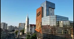 Customizable 3D building banner animation using Blender, perfect for urban scene mock-ups.