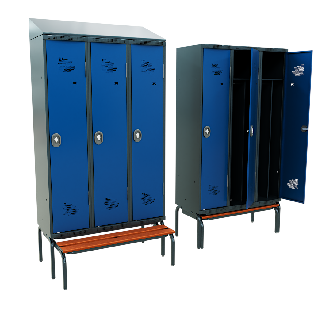 Simple metallic locker 400mm/3 element | Cabinets models | BlenderKit