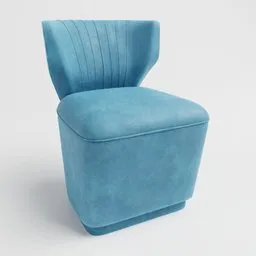 Elegant blue velvet swivel chair 3D model, suitable for interior design renderings in Blender 3D.