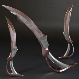 Low poly, high-quality metal Blender 3D dagger model for war game design and soldier weaponry.
