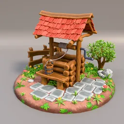 Stylized Village Water Well