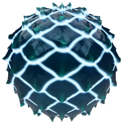 High-resolution PBR texture of glowing dragon scales with adjustable color and emission for 3D Blender models.
