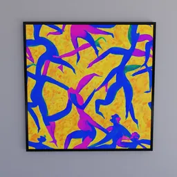 Vibrant AI-generated abstract art in a sleek frame, optimized for Blender 3D model use.