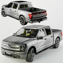 Detailed rigged 3D model of a pickup truck for Blender, ready for closeup renders and animation, customizable colors.