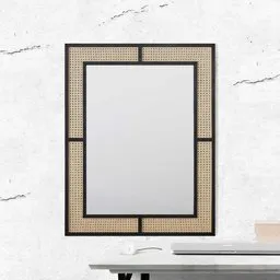 Mirror with rattan frame