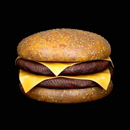 Detailed 3D hamburger with realistic textures, perfect for Blender rendering.