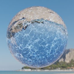 High-resolution procedural water texture with caustics effect for PBR shading in 3D applications.