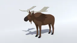 3D modeled low-poly style moose with detailed antlers and quad meshes, suitable for CG visualization.