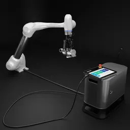 Detailed Blender 3D model of Doosan lightweight robot with articulation and Robotiq gripper for industrial animation.