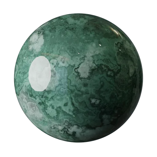 Realistic PBR green marble texture for 3D modeling in Blender, suitable for architectural visualization and game design.