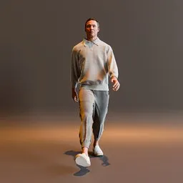 Male Walking Animation Cloth Simulation